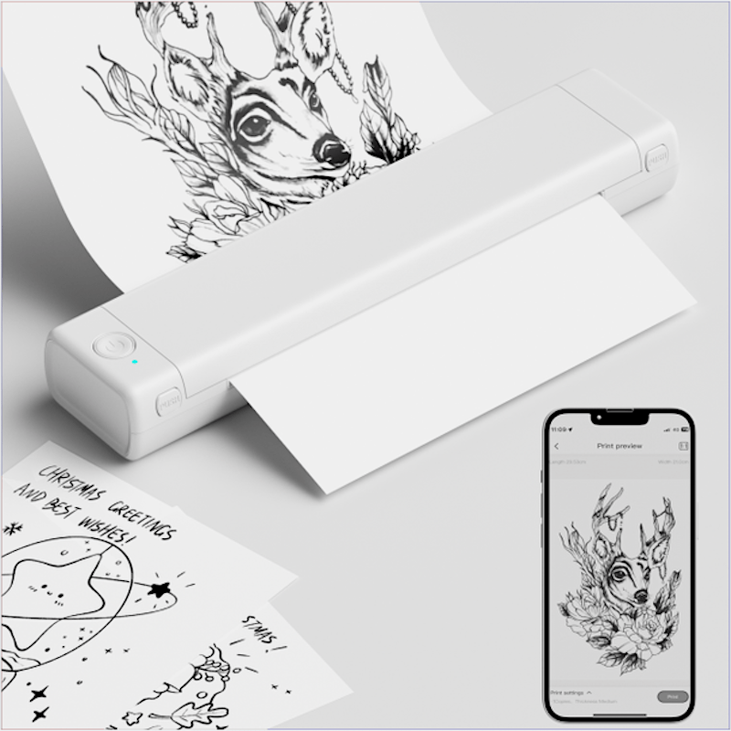 Impresora de Plantillas para Tatuajes Phomemo blanca