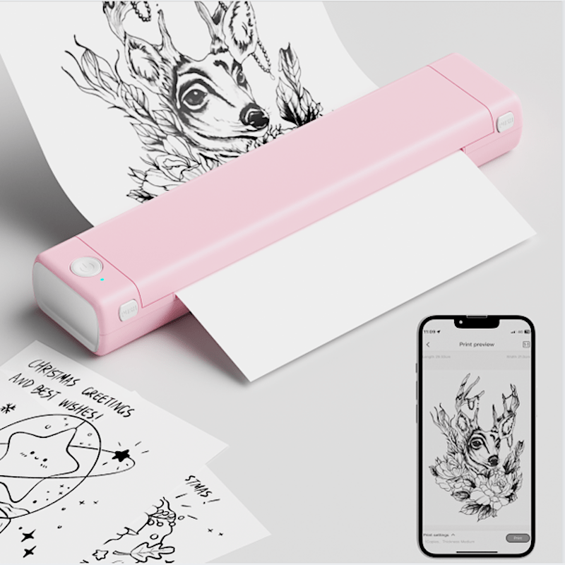 Impresora de Plantillas para Tatuajes Phomemo rosada